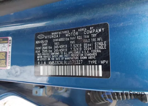 2020 Hyundai Tucson Sport z USA, uszkodzony, nr VIN KM8J3CAL9LU171327